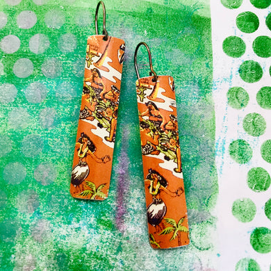 Hula Hula Long Narrow Tin Earrings