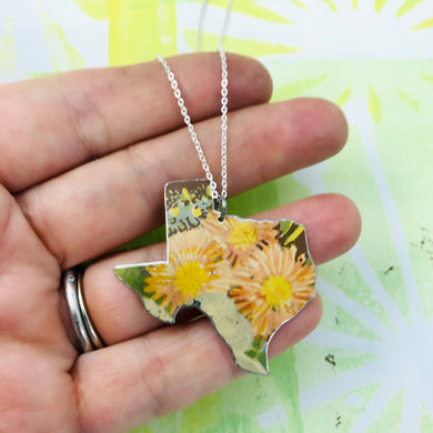 Wildflowers Texas Recycled Tin Necklace