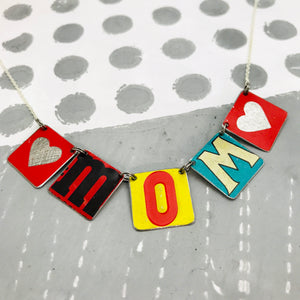 Bright Heart Mom Upcycled Tin Necklace