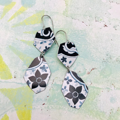 Faceted Midnight Blue Upcycled Tin Earrings
