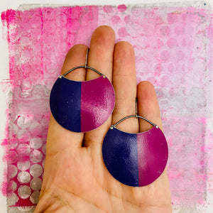 Purple & Red Violet Circles Upcycled Tin Earrings