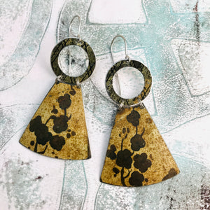 Oxidized Blossoms Small Fans Tin Earrings