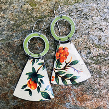 Load image into Gallery viewer, Orange Blossoms Small Fans Tin Earrings