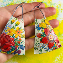 Load image into Gallery viewer, Vintage Bouquet Zero Waste Tin Long Fans Earrings