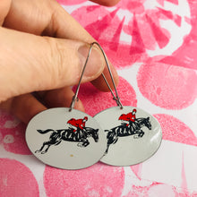 Load image into Gallery viewer, Black Horse Dressage Upcycled Tin Earrings