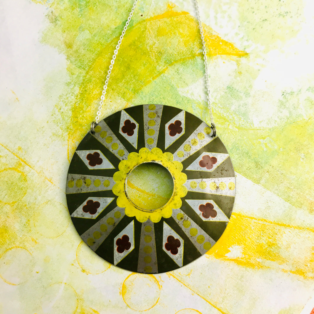 Diamond Circle Upcycled Tin Necklace