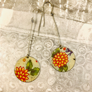Vintage Red & Yellow Flowers Medium Basin Earrings