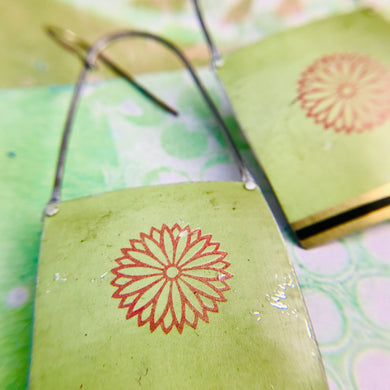 Zinnia on Pale Seafoam Recycled Tin Earrings