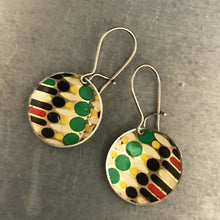Load image into Gallery viewer, Vintage Dot Pattern Upcycled Tiny Basin Earrings 20th Birthday Gift