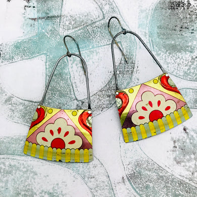 Santa Fe White Flower Dangle Tin Earrings