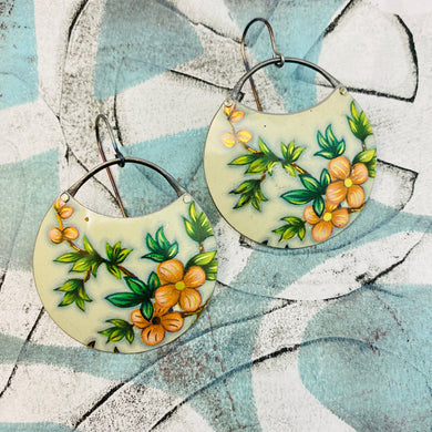 Pinky Orange Blossoms Upcycled Circle Earrings