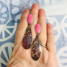 Load image into Gallery viewer, Hydrangeas Upcycled Teardrop Tin Earrings