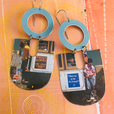 Vintage San Francisco Cable Car Chunky Horseshoes Zero Waste Tin Earrings