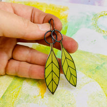 Load image into Gallery viewer, Long Leaves Upcycled Tin Earrings