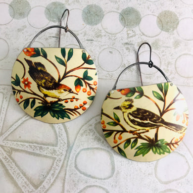 Vintage Songbirds Upcycled Circle Earrings