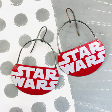 Star Wars Logo on Red Upcycled Tin Earrings