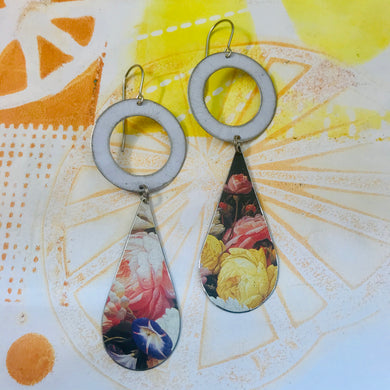 Bouquet Long Teardrop White Ring Tin Earrings
