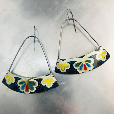 Flowered Edge Wide Arc Zero Waste Tin Earrings