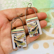 Load image into Gallery viewer, Egyptian Falcon Long Rectangular Tin Earrings