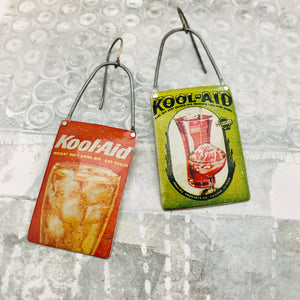 Vintage Kool-aid Packets Arched Wire Tin Earrings
