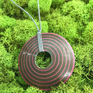 Concentric Pink Circles Upcycled Tin Necklace