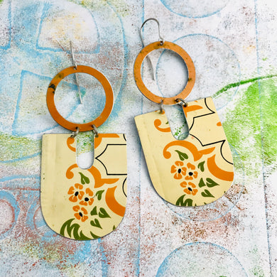 Vintage Sugar Tin Chunky Horseshoes Zero Waste Tin Earrings