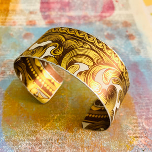 Antiqued Golden Swirls Upcycled Tin Cuff