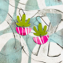 Load image into Gallery viewer, Mod Succulents in Pink Pots Upcycled Tin Earrings