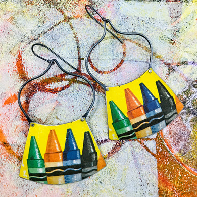 Vintage Crayola Recycled Tin Earrings