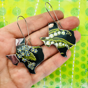 Wildflowers on Black Upcycled Tin Earrings