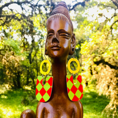 All Brights Harlequin Chunky Horseshoes Zero Waste Tin Earrings