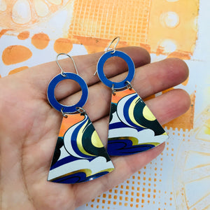 Blue Waves Small Fans Zero Waste Tin Earrings