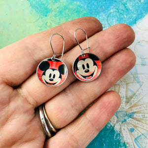 Mickey Mouse Upcycled Tiny Dot Earrings