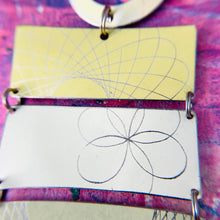 Load image into Gallery viewer, Spirograph on Mixed Pales Upcycled Tin Bracelet