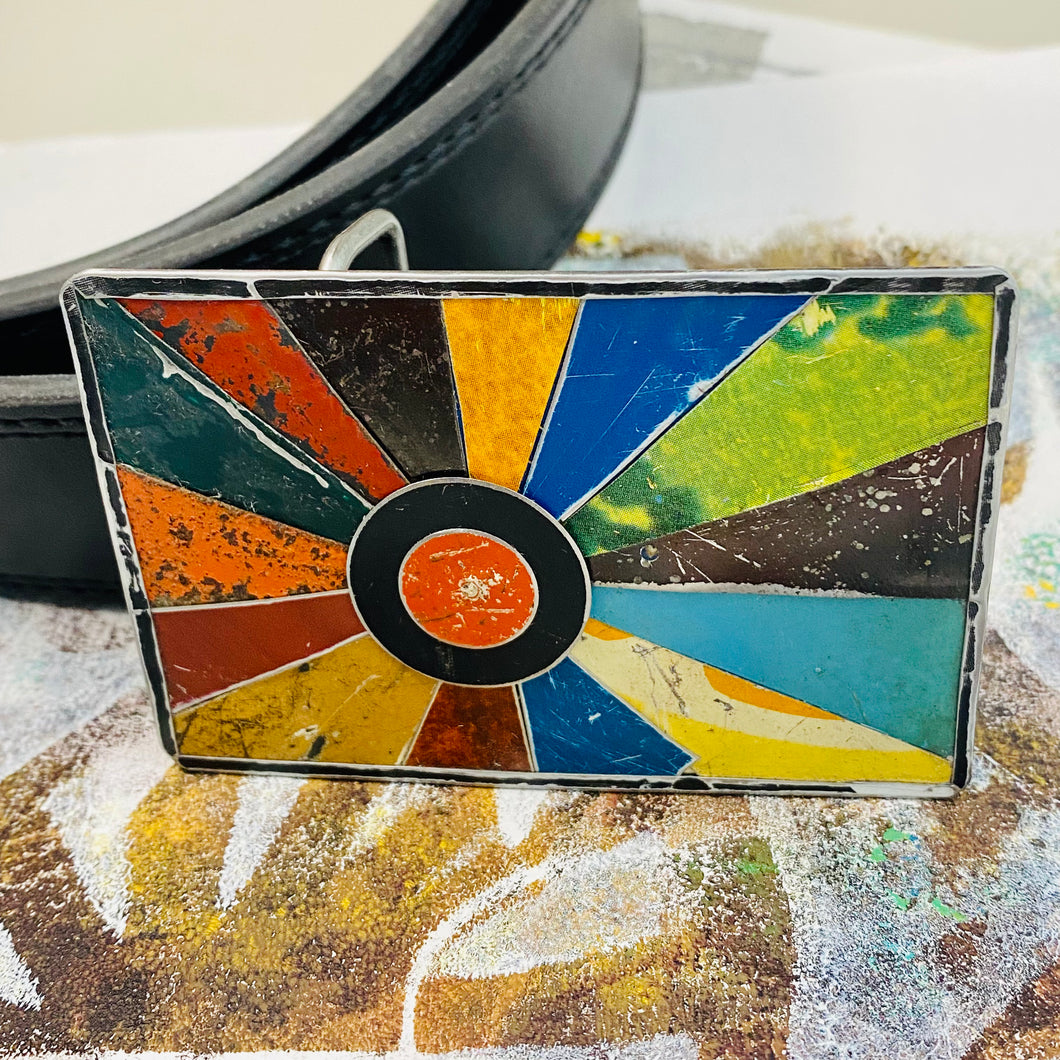 Retro Mod Starburst Tin Belt Buckle