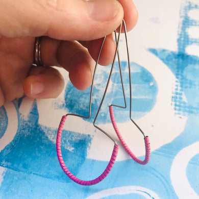 Quirky Pink Spiraled Tin Earrings