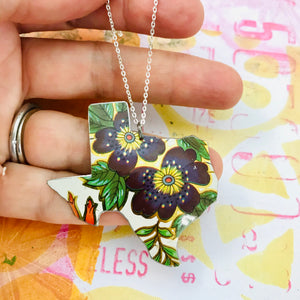 Vintage Wildflower Texas Recycled Tin Necklace