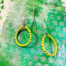 Load image into Gallery viewer, Yellow Spiraled Circle Upcycled Earrings