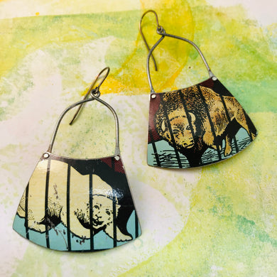 Polar Bear & Buffalo Zero Waste Tin Earrings