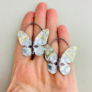 Silver & Gold Butterflies Upcycled Tin Earrings