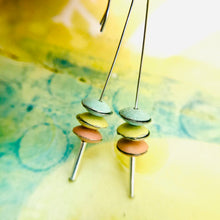 Load image into Gallery viewer, Pale Aqua, Yellow &amp; Pink Tiny Macarons Tin Earrings