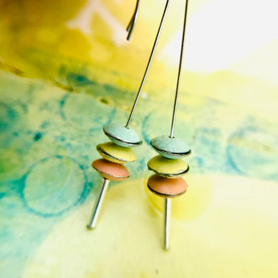 Pale Aqua, Yellow & Pink Tiny Macarons Tin Earrings