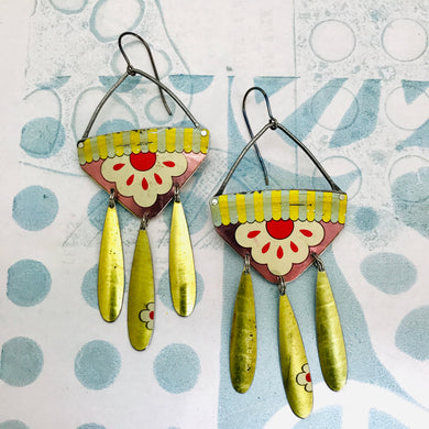 Santa Fe White Flower Chandelier Tin Earrings