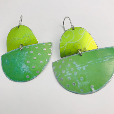 Shimmery Green Boats Upcycled Tin Earrings