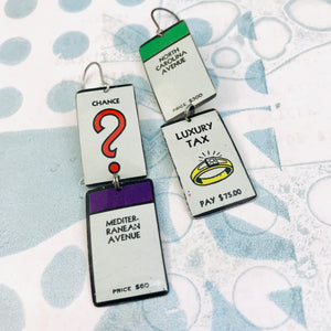 Monopoly Board Recycled Tin Earrings