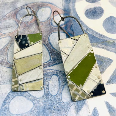 Mixed Neutrals Tesserae Arched Wire Tin Earrings