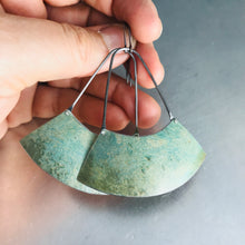 Load image into Gallery viewer, Pale Verdigris Large Fan Recycled Tin Earrings