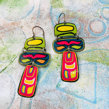 Load image into Gallery viewer, #3 Haida Mask Recycled Tin Chandelier Earrings