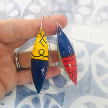 Load image into Gallery viewer, Britto Long Pods Upcycled Tin Leaf Earrings
