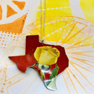 Yellow Rose of Texas Recycled Tin Necklace